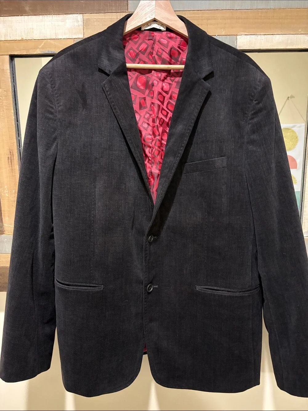 Haupt 2 button Velvet blazer men’s.  Brown with black subtle pattern. 58 Eu size